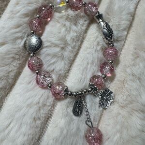 Chic Pink and Silver Charm Bracelet